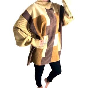 Vtg koman sport outerwear corduroy faux suede oversized sweater dress ladies